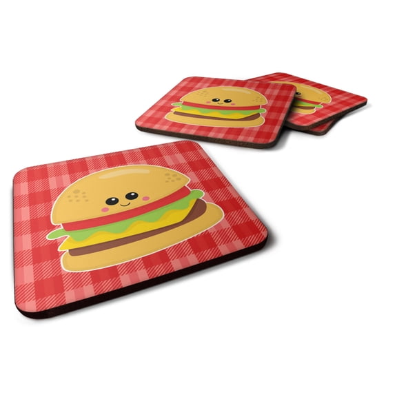Hamburger Face Foam Coaster Set of 4