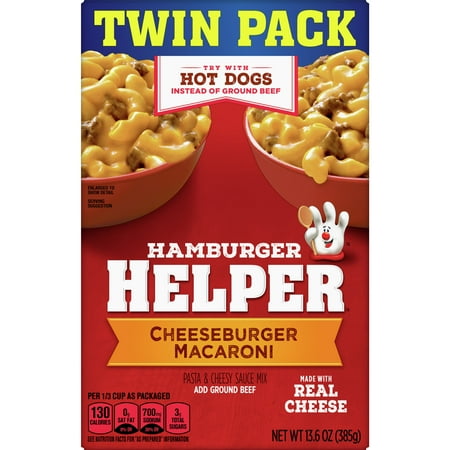 Hamburger Helper Cheeseburger Macaroni, Made With Real Cheese, 13.6 oz., Twin Pack