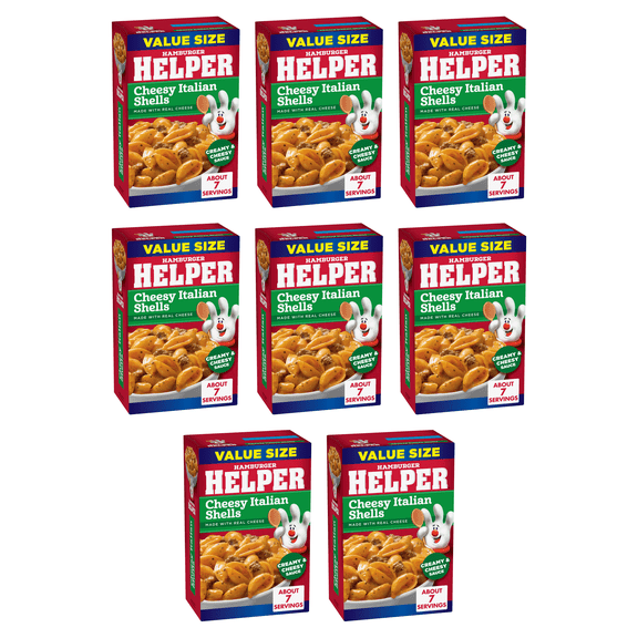 Hamburger Helper Cheesy Italian Pasta Shells, 9.9 oz Value Size Box (Pack of 8)