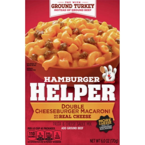 Hamburger Helper Double Cheeseburger Macaroni Pasta Meal, Quanity of 4