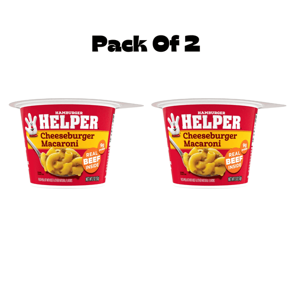 Hamburger Helper Pasta Cheeseburger Macaroni, 2 oz Microwave Cup, Shelf Stable (Dried)(PACK OF 2)