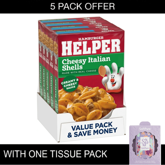Hamburger Helper Pasta Cheesy Italian Shells, 6.1 Ounces Boxes