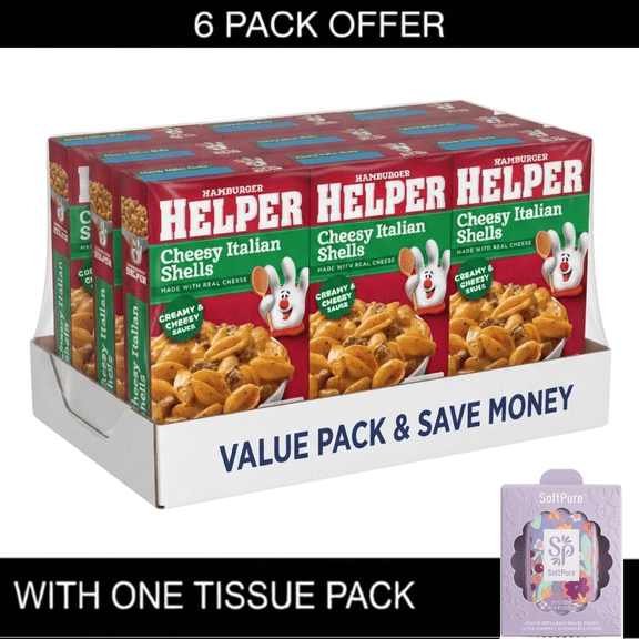 Hamburger Helper Pasta Cheesy Italian Shells, 6.1 Ounces Boxes