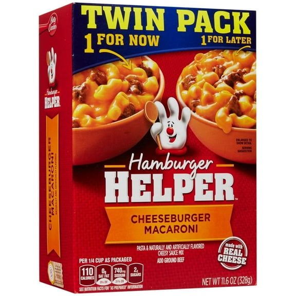 Hamburger Helper Pasta Dinner Kit, Twin Pack - Cheeseburger Macaroni - 11.6 Oz