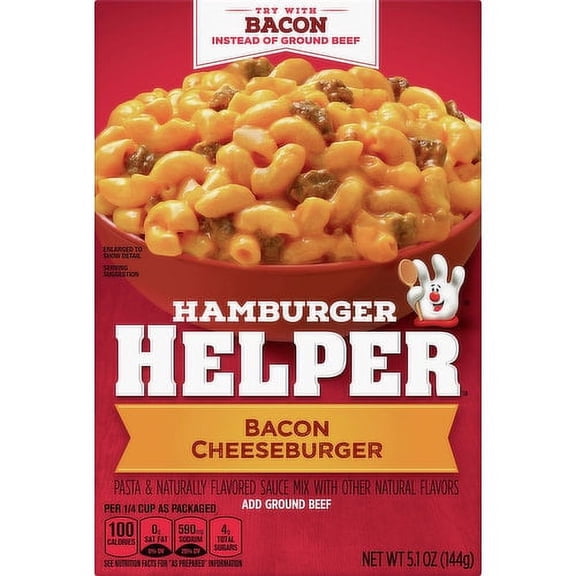 Hamburger Helper Pasta & Sauce Mix, Bacon Cheeseburger, 5.1 oz Box, Quantity of 2