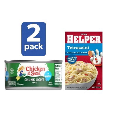 Hamburger Helper Tetrazzini Pasta Mix with Chicken of the Sea Chunk Light Tuna, 2 Pack Meal Bundle, Easy Tuna Pasta Dinner Kit deal from Walmart