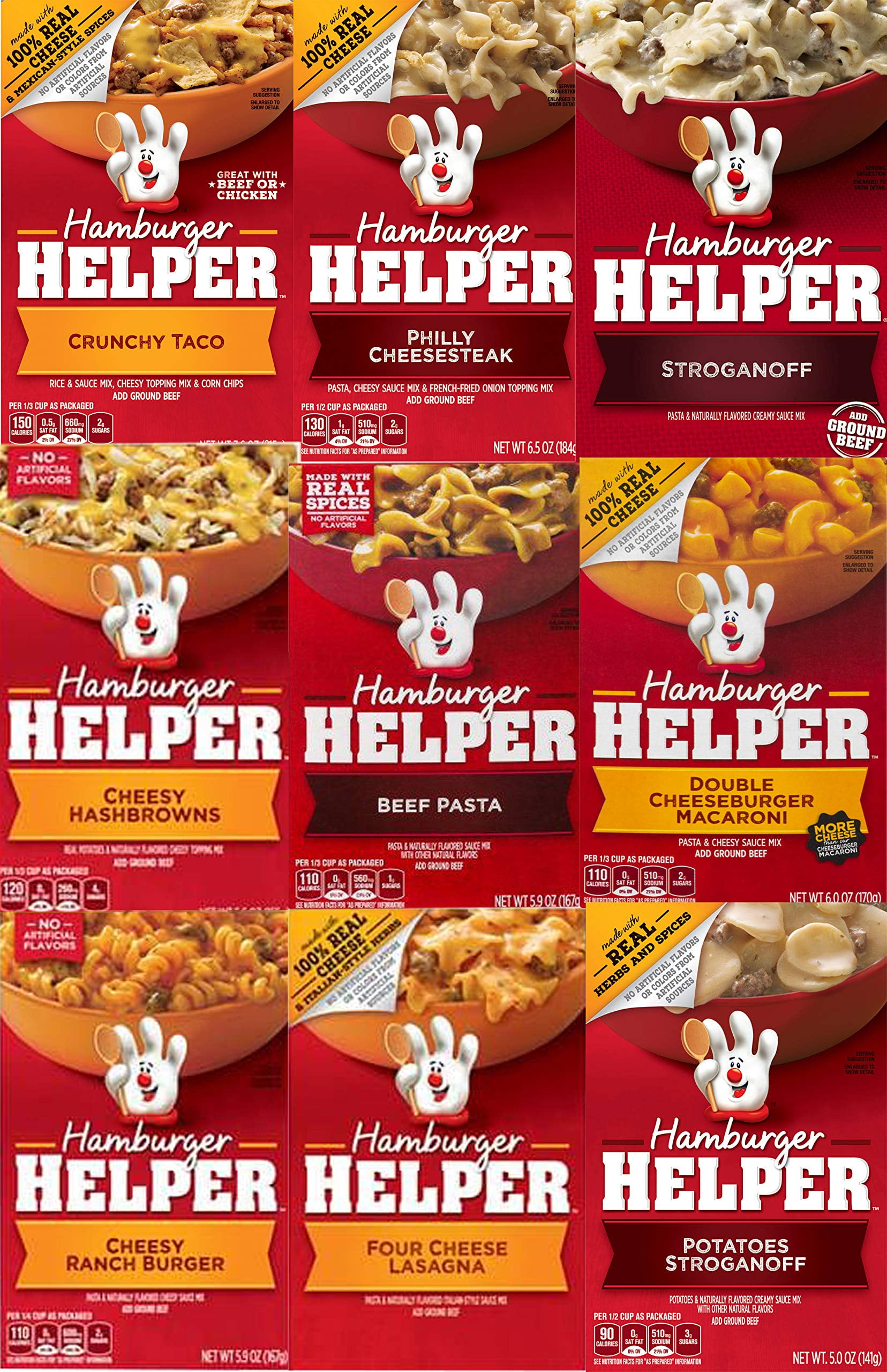 Hamburger Helper Variety Pack Of 9 Crunchy Taco Philly Cheesesteak Hamburger Helper Variety Pack Of 9 Crunchy Taco Philly Cheesesteak