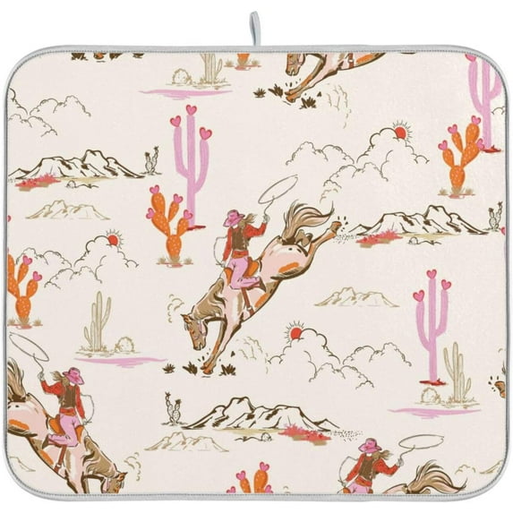 Hamburger Hot Dog Pizza Coffee Popcorn Dish Drying Mat for Kitchen Counter 18 x 24 in Rack Mat, Microfiber Dry Dishes Mats Drainer Mat Dish Drying Pad Countertops Mat