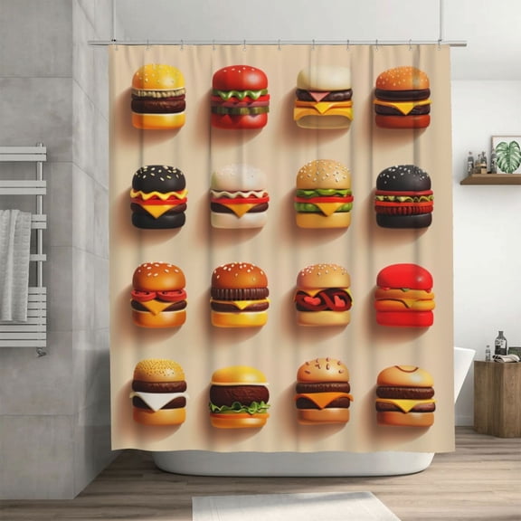 Hamburger Icons Shower Curtain 72X72In For Bathroom, Waterproof Fabric Quick Dry Soft Decoration Set