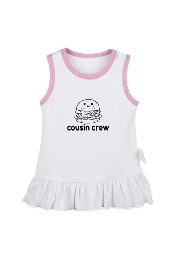Hamburger Image & Cousin Crew Funny Dresses For Baby, Newborn Babies Skirts, Infant Princess Dress, 0-24M Kids Graphic Clothes (White Sleeveless Dresses, 6-12 Months)