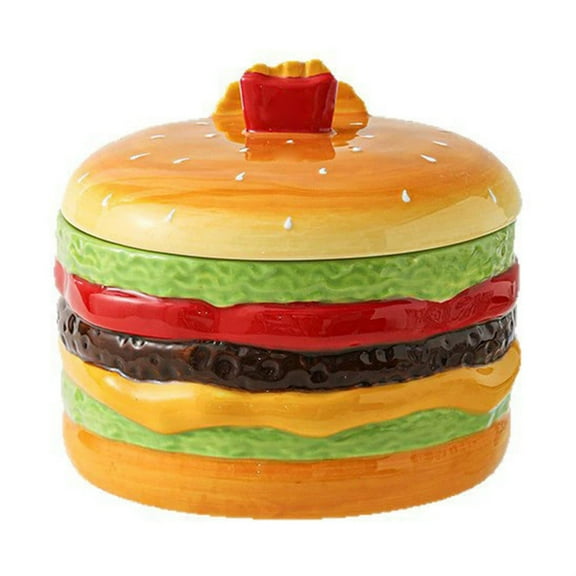 Hamburger Instant Noodle Bowl - Large Capacity Ceramic Soup Noodle Bowl With Lid | Cute Dormitory Tableware For Students