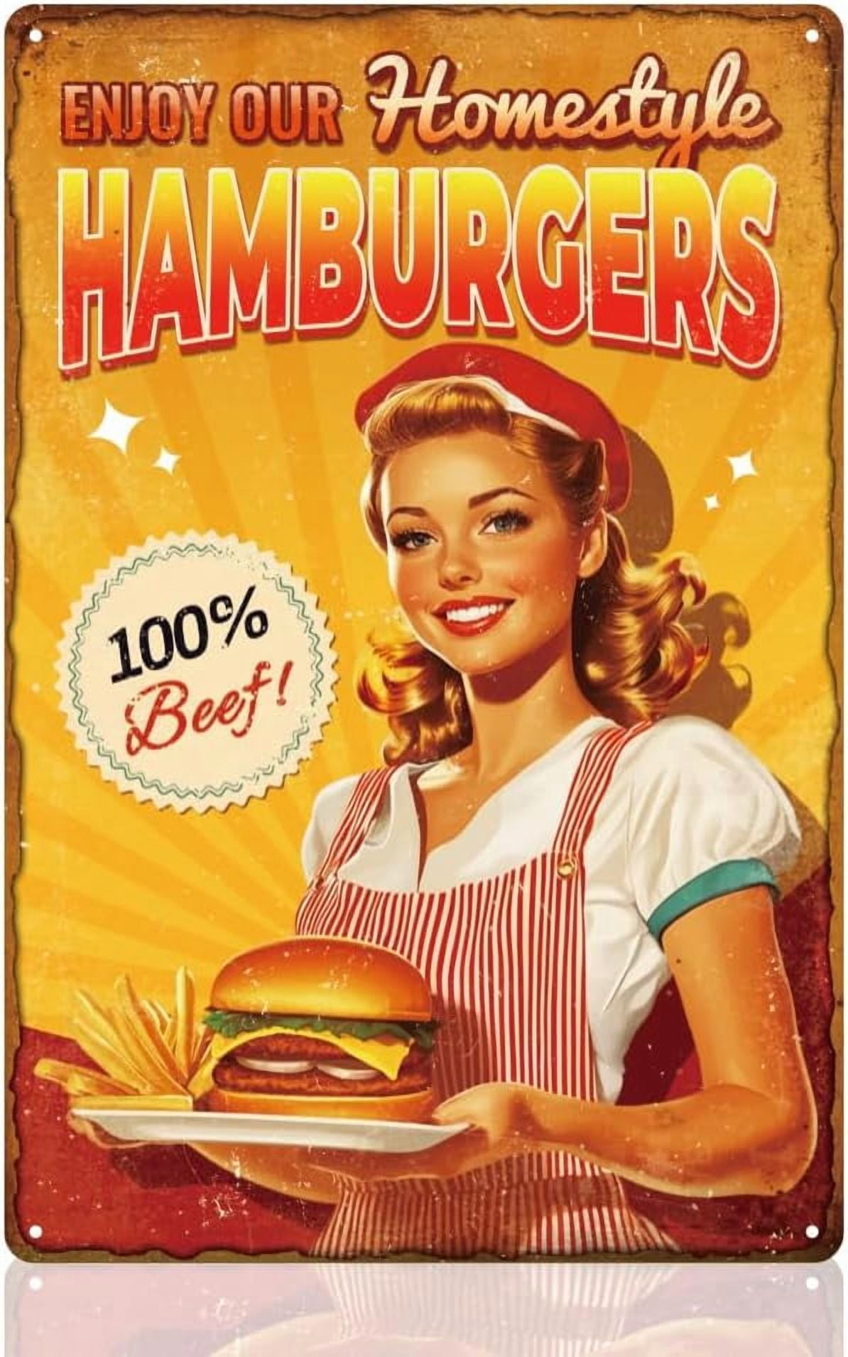 Affiche Rétro Hamburgers Poster Mural, Papier peint | Acheter-le sur