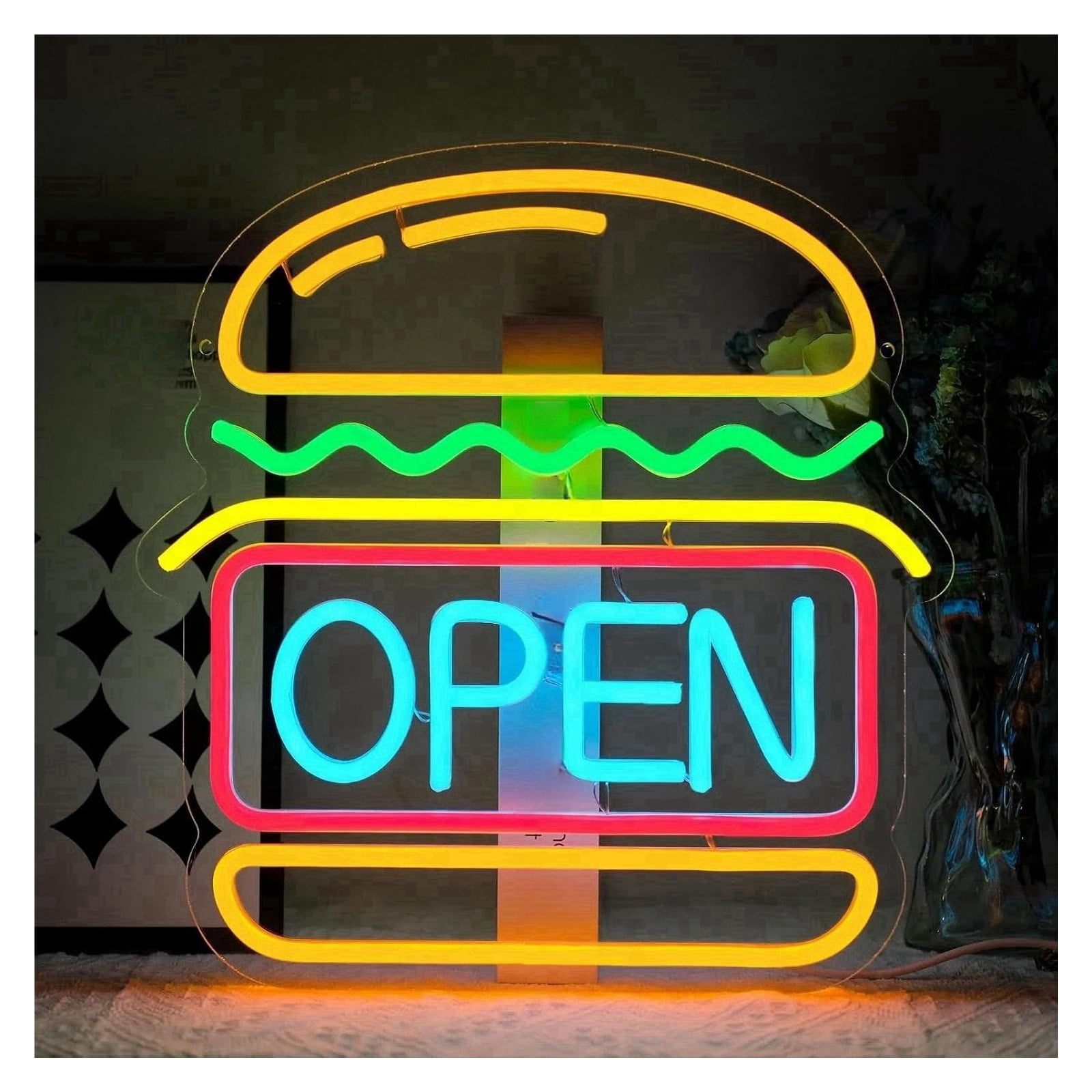 Hamburger Neon LED Sign Burger Shop Fast Food Business Signs Room ...