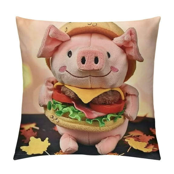 Hamburger Pig Plush Pillow Kawaii Stuffed Animal Cute Plush Doll Toy Snuggle Buddy Soft Hugging Plushie Gifts for Kids Boys Girls Toddlers