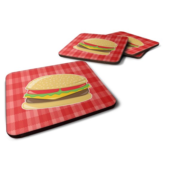Hamburger Plaid Foam Coaster Set of 4