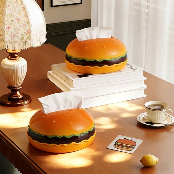 Hamburger Plastic Tissue Box Decoration, Quirky and Creative Fun Living Room Home Dining Table Coffee Table Tissue Holder