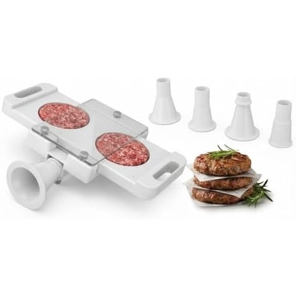 Hamburger Press Patty Maker, Burger Patty Maker with Two Holes Premium Plastic Material Smooth Non Stick Holding 150g, Meat Stuffer for Meat Mincers Sausage Fillers$$Garden & Patio