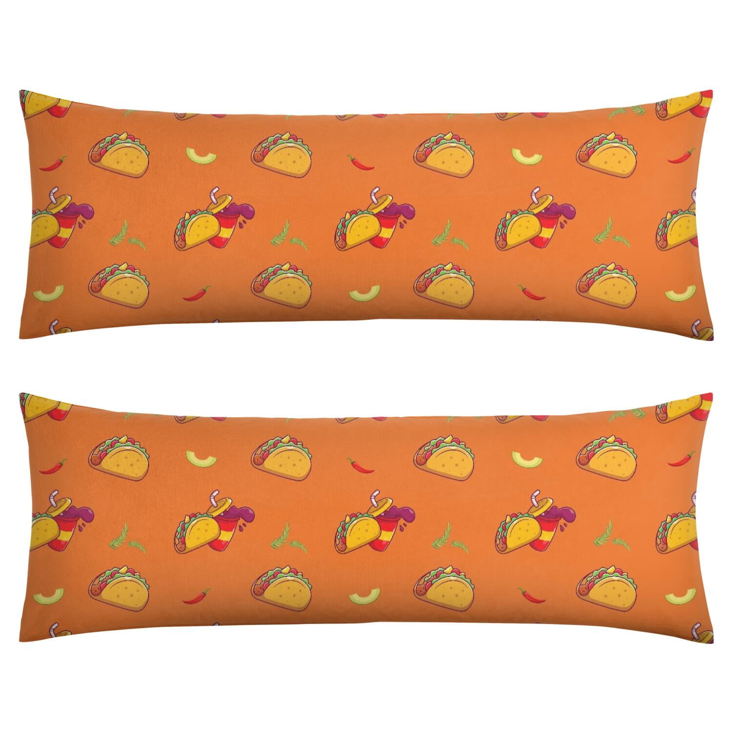 Hamburger Print Body Pillow Cover 20" x 54" Junk Food Lovers Cozy Pillowcase with Hidden Zipper, Stretchy Sandwich Design for Sleeping, Office, or Maternity Use