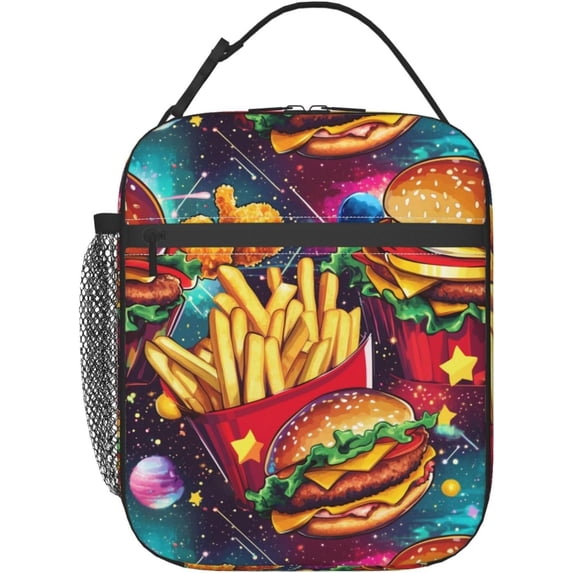 Hamburger Print Lunch Bag Insulated Lunch Box Thermal Cooler Tote For ...