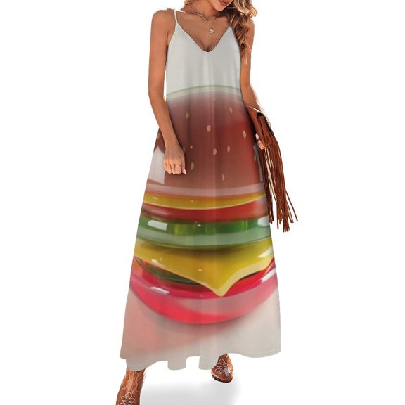 Hamburger Sleeveless Dress Women's Evening Dress Womans Clothing