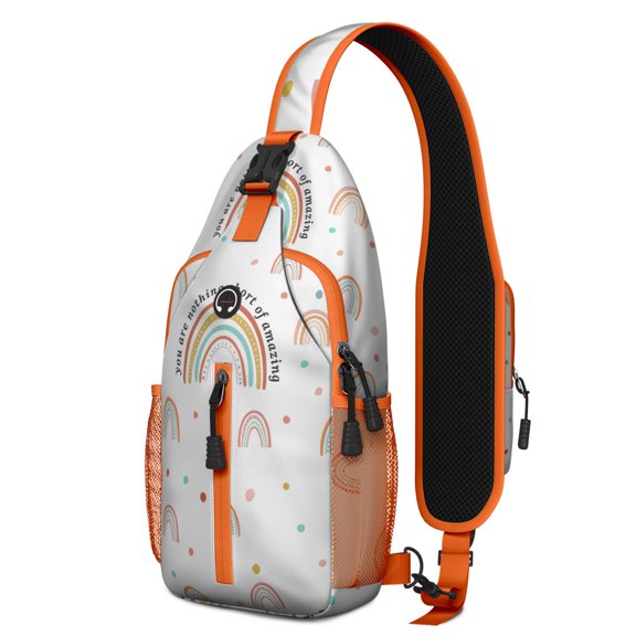 Hamburger Sling Backpack with Fast Food and Burger Print – Water-Resistant Crossbody Shoulder Bag Featuring American Food Pattern, Adjustable Strap, Anti-Theft Pocket, Ideal for Foodies an