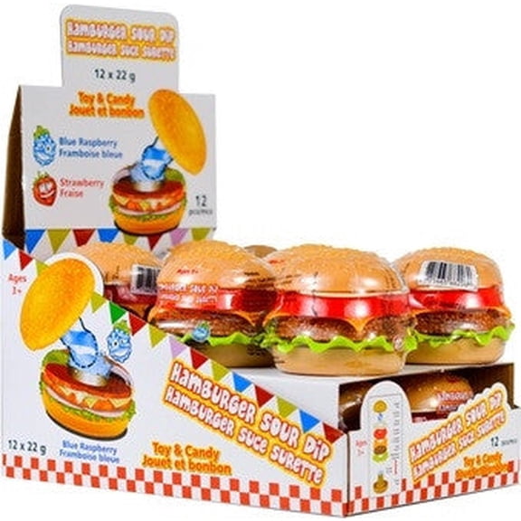 Hamburger Sour Dip Candy (12ct), (22g/0.8 oz) {Imported from Canada}