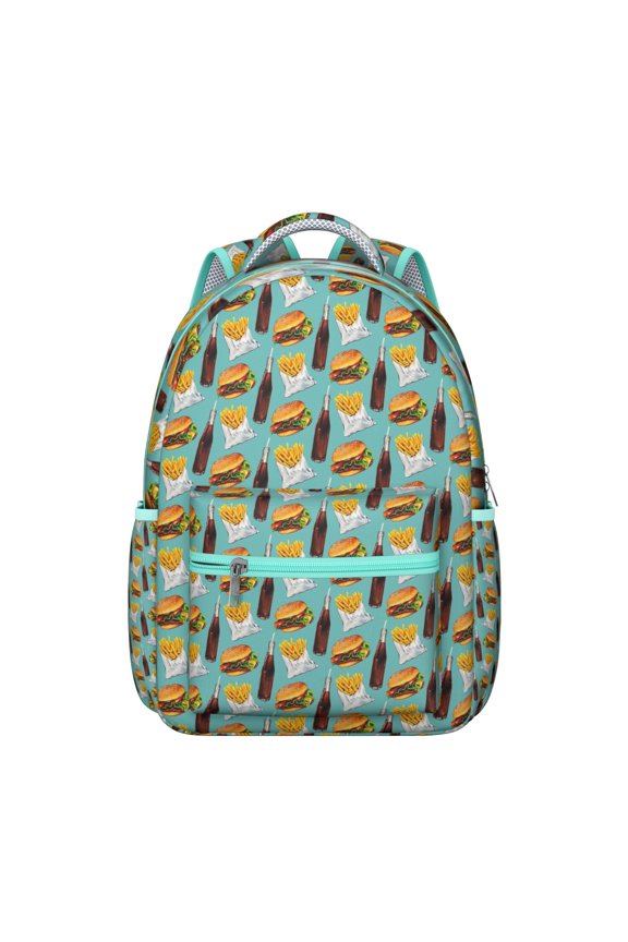 Hamburger Students Backpack American Food Burger Sandwich School Bag with Fast Food Junk Food Design, Lightweight and Durable for Students