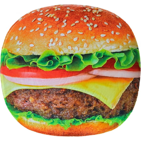 Hamburger Throw Blanket, Realistic Funny Fast Food Blanket for Adults and Kids, 720GSM Giant Soft Cheese Burger Throw for Couch, Sofa, Bed, Fun Cozy Round Gifts for Boys, Girls