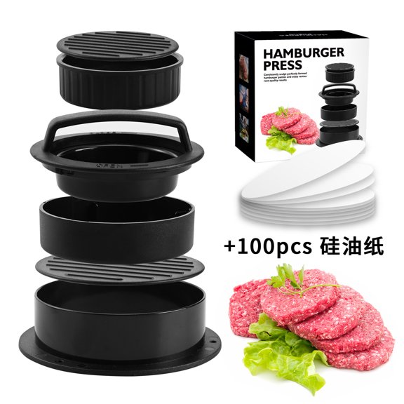 Hamburger patty maker, mini hamburger patty maker, stuffed hamburger patty maker, regular hamburger patty cooking mold, 4-in-1 non-stick kitchen grilling tool