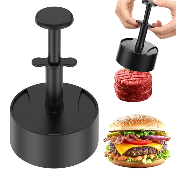 Hamburger press patty maker,304 Stainless Steel Burger Press, 4" Non-Stick Patty-Making molds Suitable for Beef, Vegetables, and Burgers. BPA-Free,Dishwasher Safe (Black)