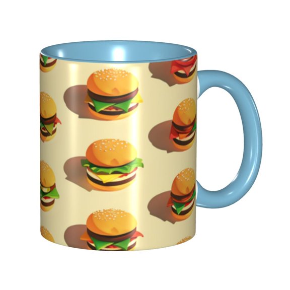 Hamburgers Coffee Mug Fun Custom Ceramic Mugs 11oz Sky Blue