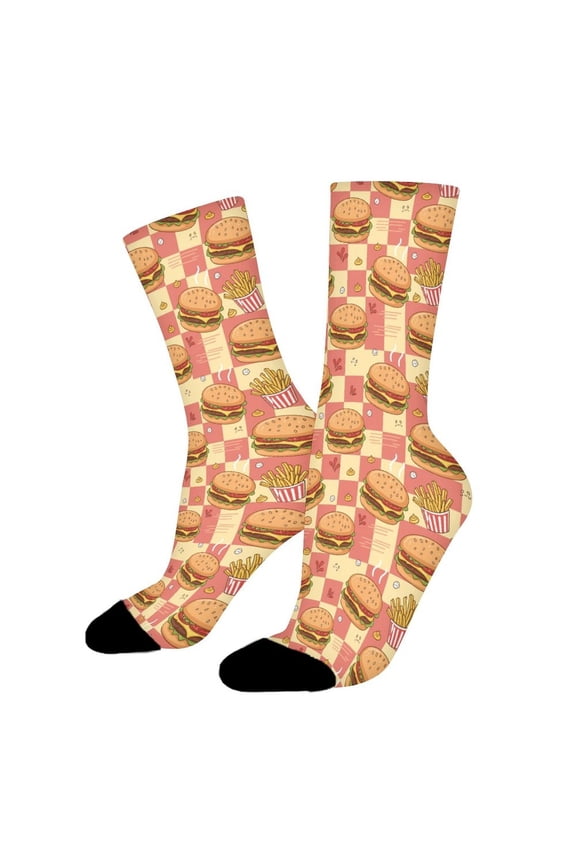 Hamburgers Funny Novelty Crew Socks for Women Men Sports