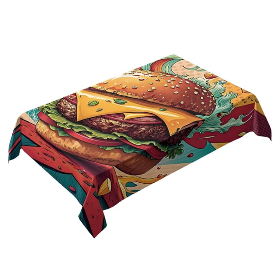 Hamburglar Themed Square Tablecloth 54 * 72 Inches Durable Stylish