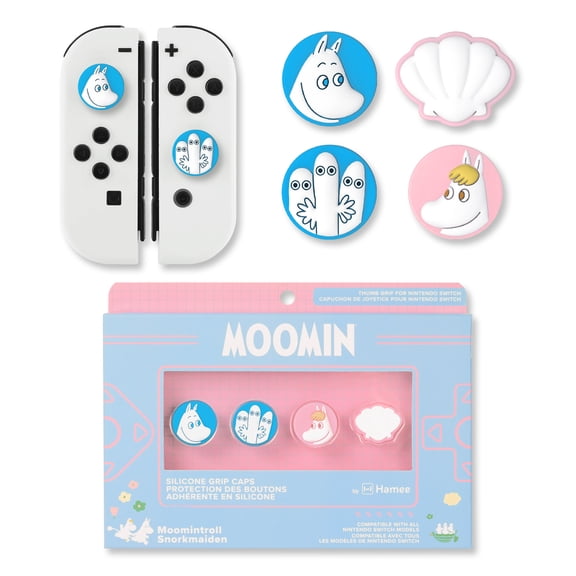 Hamee Moomin Thumb Grips Compatible with Nintendo Switch OLED/Switch Lite, Character Joystick Grip Cover Caps – Moomintroll and Snorkmaiden