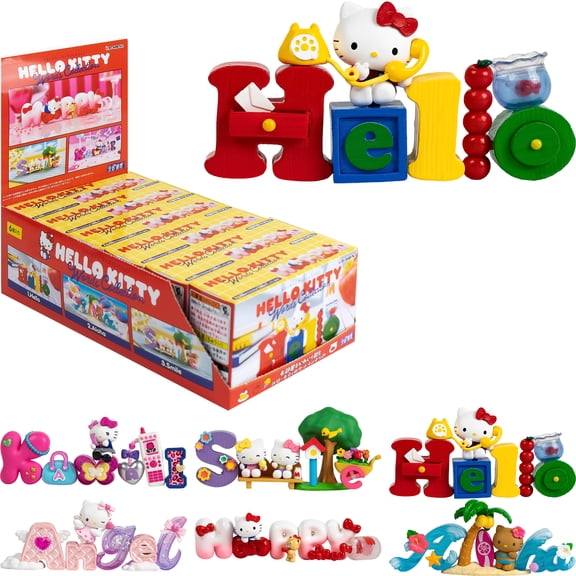 Hamee RE-MENT Blind Box Miniature Figure Set for Birthday Gift, Party Favor, Collectible Figurine (Hello Kitty Words Collection) 6 Pc. (Full Set)