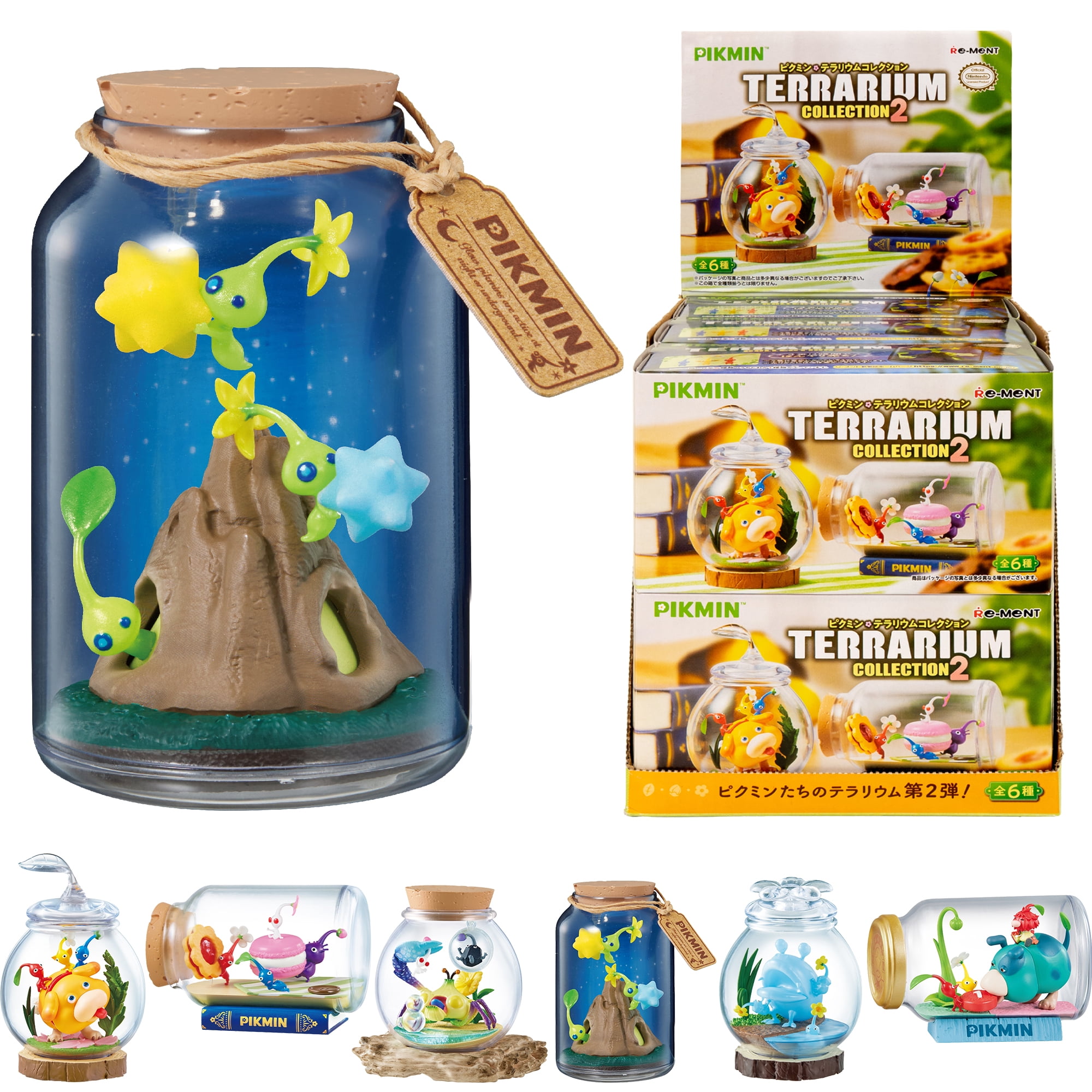 Hamee RE-Ment Pikmin Blind Box Miniature Figure Set for Birthday Gift, Party Favor, Collectible Toy (Pikmin Terrarium Collection 2) – 6 Pc. (Full Set)