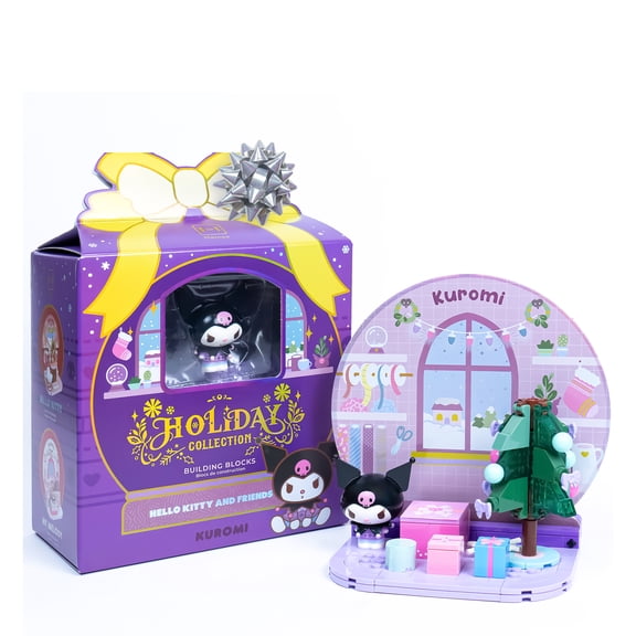 Hamee Sanrio Hello Kitty and Friends Holiday Collection Cute Building Blocks Figure Set  [Birthday Gift, Party Favor, Gift Basket Filler, Stress Relief, Collectible, Sanrio Fan, Relaxation]  Kuromi