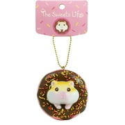 Hamee Squishies (Hamster Donut Series) Golden Hamster with Chocolate Iced Strawberry Donut Slow Rising Squeeze Toy for boys girls children adults