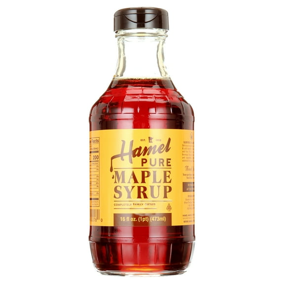 Hamel Pure Maple Syrup, Grade-A, USDA Organic, 16 fl oz Bottle Ready-to-Pour Family-Owned Breakfast Syrup for Pancakes and Waffles
