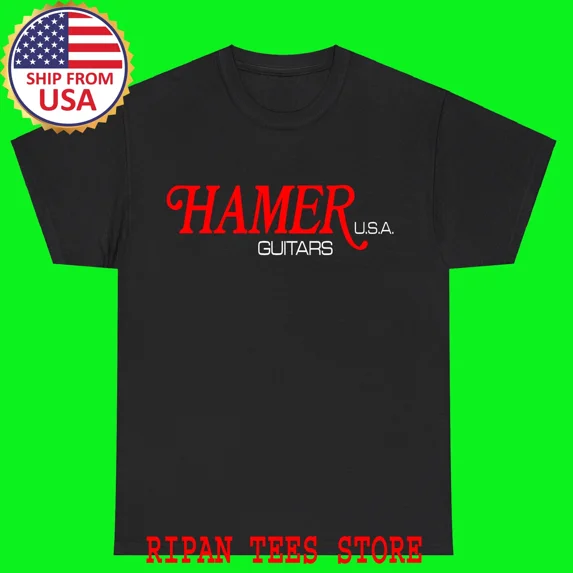 Hamer Guitars USA Black T-Shirt Size S - 5XL