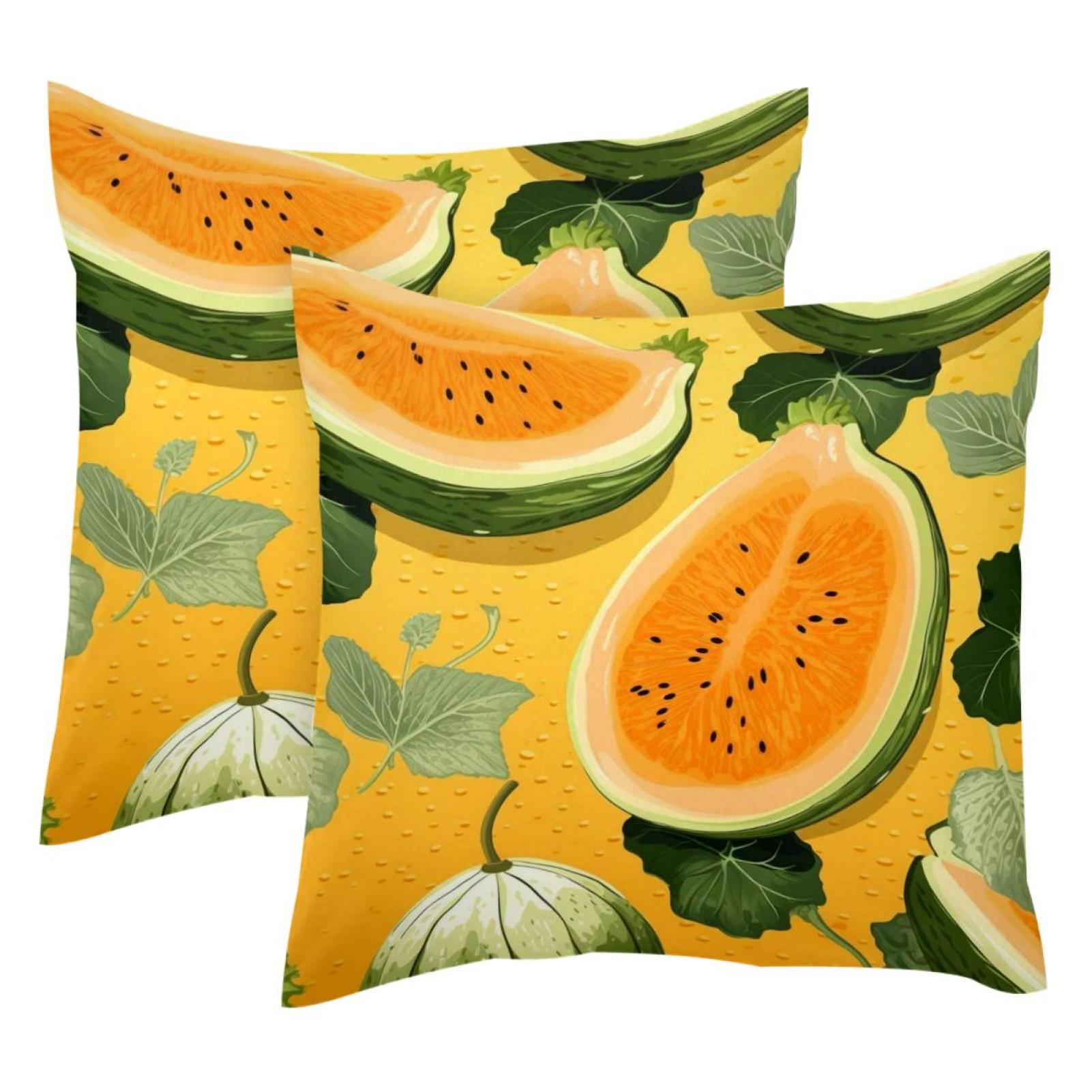 Hami Melon Cantaloupe Fruits Pattern 2PCS Printed Square Cushion 20x20 ...