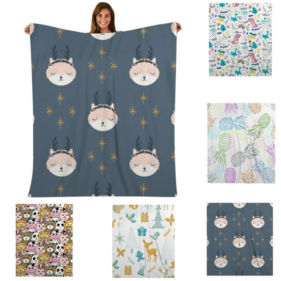 Colorful Animals Novelty Fleece Blanket Lightweight Throw Blanket for Kids Machine WashableLightweight Microfiber Throw Blanket
