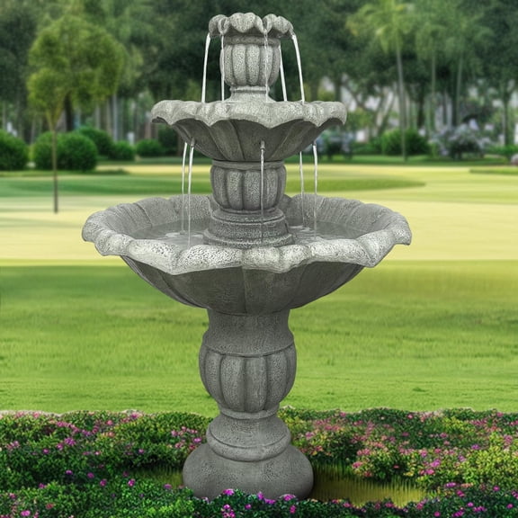 Hamiedun 35'' H 3-Tier Outdoor Water Fountain - With Submersible Electric Pump- Garden Cascading Waterfall for Yard Patio Lawn Home Decor