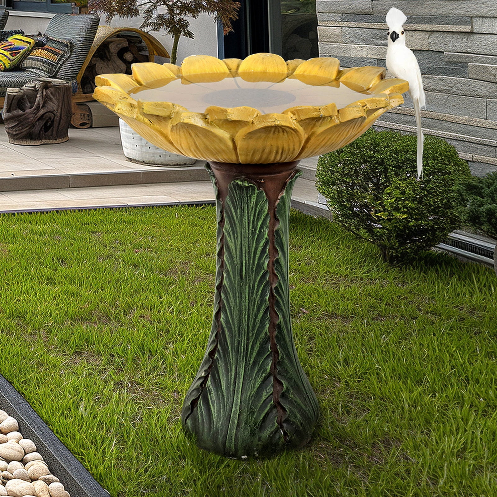 Hamiedun 47.2'' H Water Fountain Outdoor Modern Large Floor-Standing Fountain Indoor with LED Lights and Pump Waterfall Fountain for Garden, House, Office, Garden, Patio and Home Art Décor
