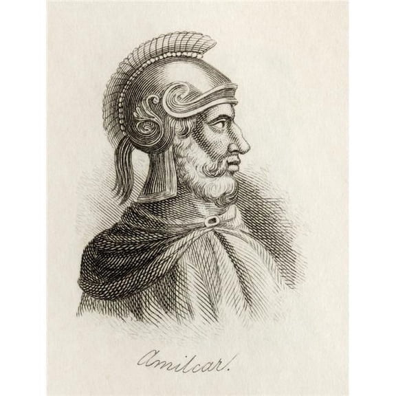 Hamilcar Barca Or Barcas C 275 - 228 Bc Carthaginian General & Statesman - Leader of The Barcid Family From The Book Crabbs Historical Dictionary Published 1825 Poster Print - 12 x 16