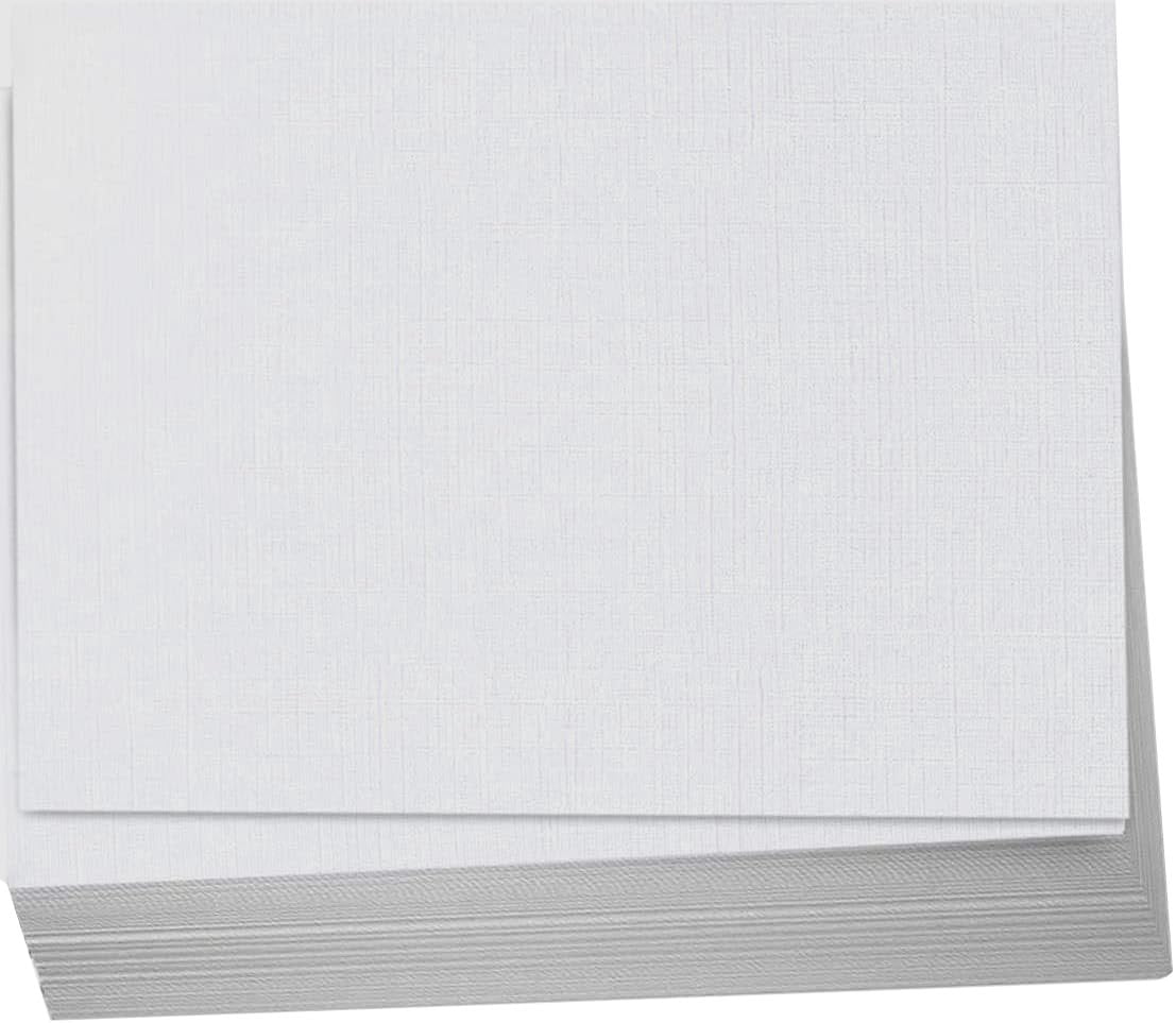 Hamilco 5x7 Gray Linen Cardstock Paper Blank Index Cards Flat Card Stock 80lb Cover 100 Pack