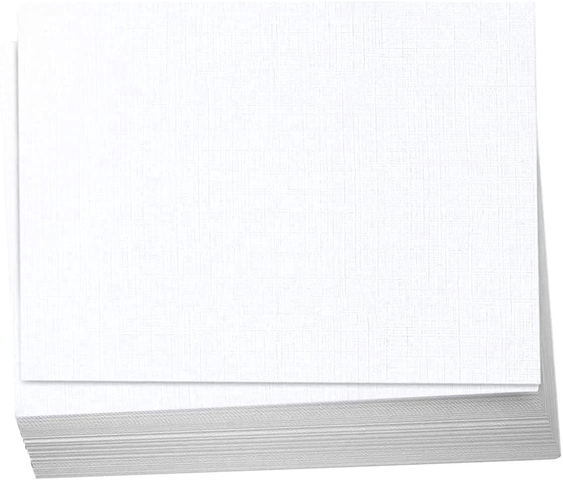 Hamilco 5x7 White Linen Cardstock Paper Blank Index Cards Flat Card Stock Heavyweight 100lb Cover 100 Pack