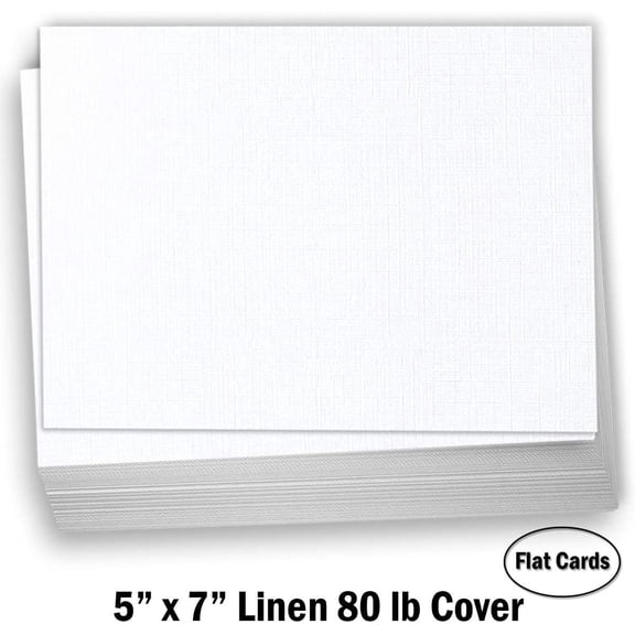 Hamilco 5x7 White Linen Cardstock Paper Blank Index Cards Card Stock 80lb Cover 50 Pack