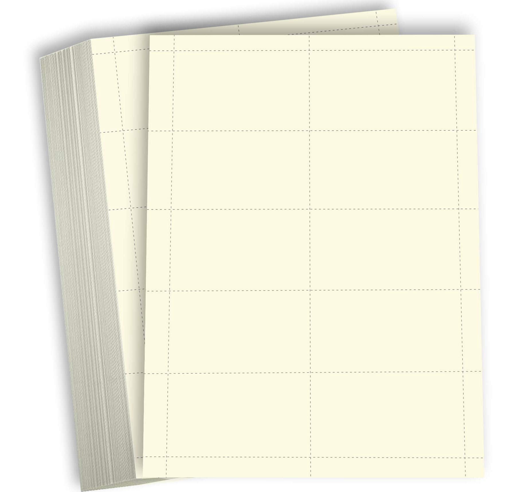 Hamilco Blank Business Cards Cardstock Paper - Cream Perforated Card Stock Heavy Weight 80 lb 3 1/2 x 2"  100 Sheets 1000 Cards