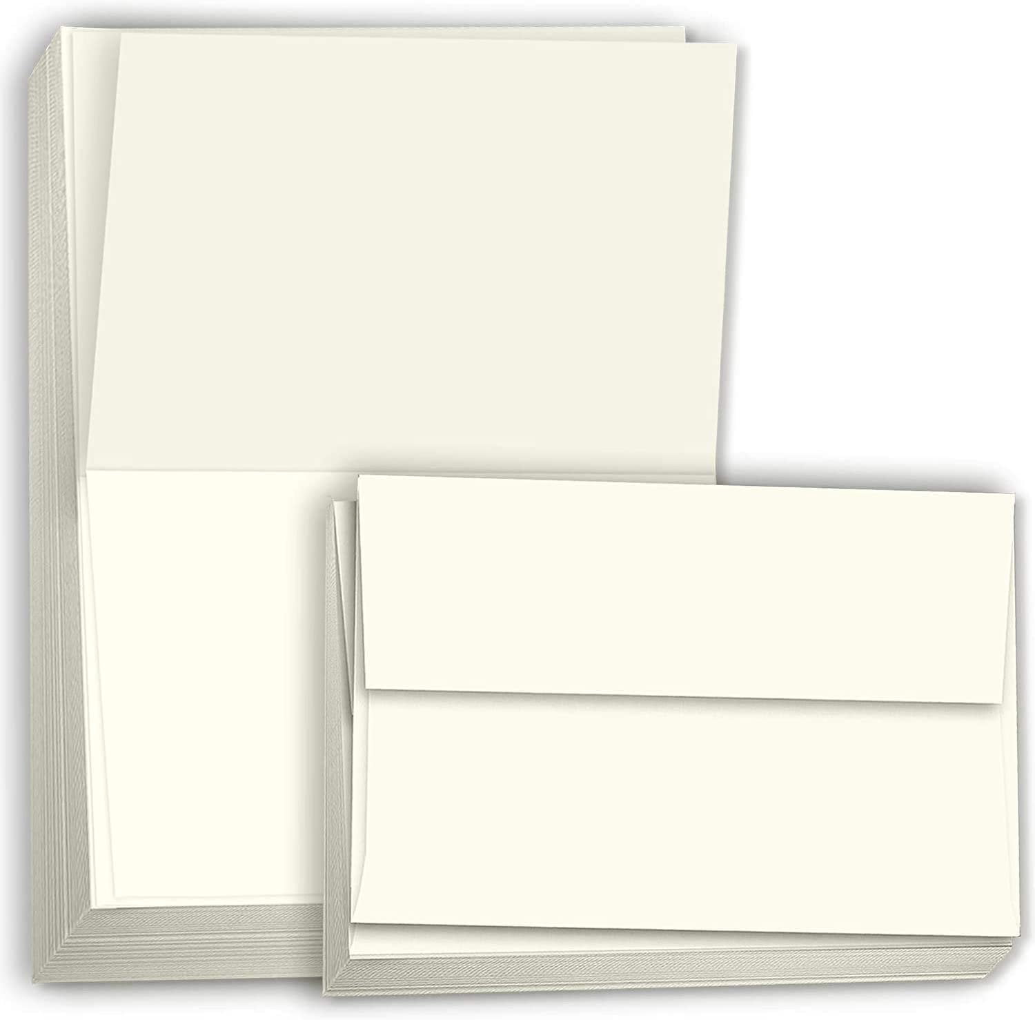 Hamilco Blank Greeting Cards and Envelopes 5x7 Folded Cream Cardstock 80 lb Cover 100 Pack